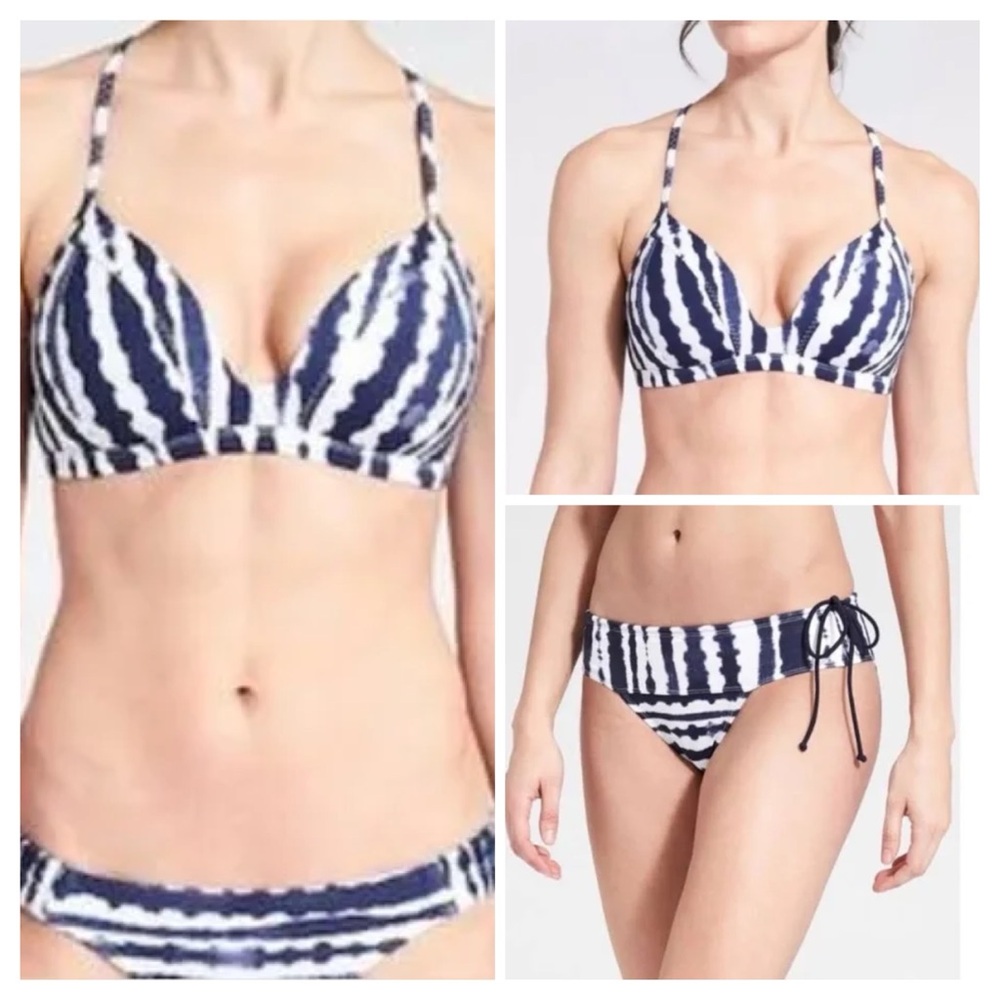 Athleta wave break Navy and white bathing suit size xxs, worn once